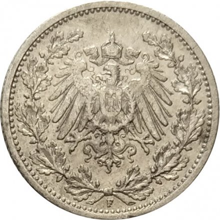 Германия 1/2 марки 1906 год (&quot;F&quot; - Штутгарт)