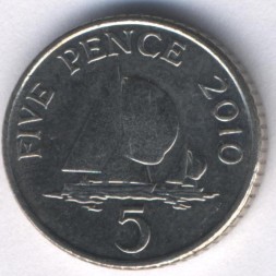 Монета Гернси 5 пенсов 2010 год