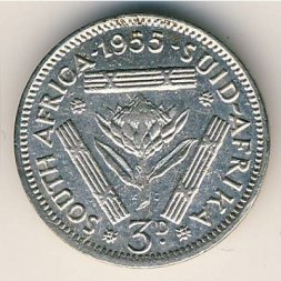 ЮАР 3 пенса 1955 год
