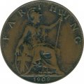 Великобритания 1 фартинг 1909 год - Король Эдуард VII
