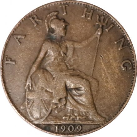 Великобритания 1 фартинг 1909 год - Король Эдуард VII
