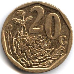 Монета ЮАР 20 центов 2010 год