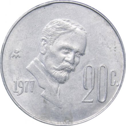 Мексика 20 сентаво 1977 год - Франсиско Игнасио Мадеро
