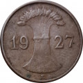 Веймарская республика 1 рейхспфенниг 1927 год (E)