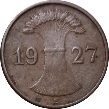Веймарская республика 1 рейхспфенниг 1927 год (E)
