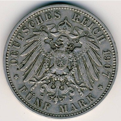 Саксония 5 марок 1907 год