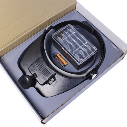 Лупа налобная бинокулярная Kromatech MG81001-A с подсветкой (2 LED)