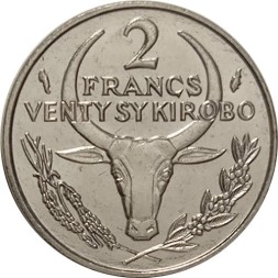 Мадагаскар 2 франка 1986 год - Пуансеттия (молочай красивейший) UNC