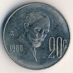 Мексика 20 сентаво 1980 год - Мадеро