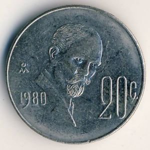 Мексика 20 сентаво 1980 год - Мадеро