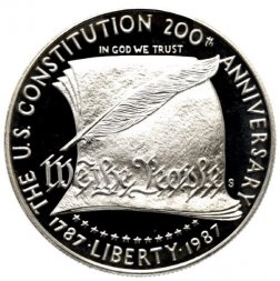 США 1 доллар 1987 год - 200 лет Конституции США (Proof, знак - S)
