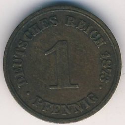 Германия 1 пфенниг 1873 год