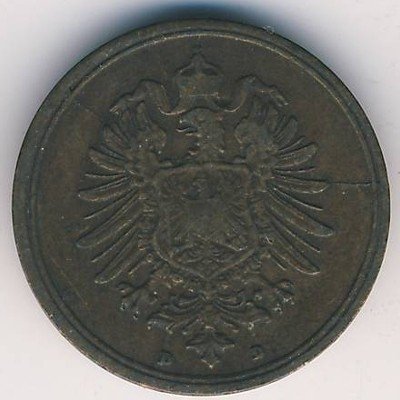 Германия 1 пфенниг 1873 год