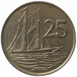 Каймановы острова 25 центов 1982 год