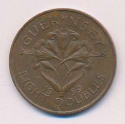 Монета Гернси 8 дублей 1959 год