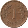 Финляндия 1 марка 1943 год (медь, коричневый цвет)