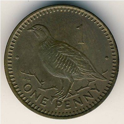 Гибралтар 1 пенни 1988 год (AA)