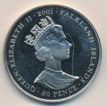 Фолклендские острова 50 пенсов 2001 год - История монет Великобритании. Виктория