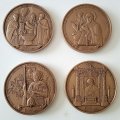 Набор из 4 настольных медалей &quot;800 лет Александр Невский&quot; СПМД (в бархатном футляре)