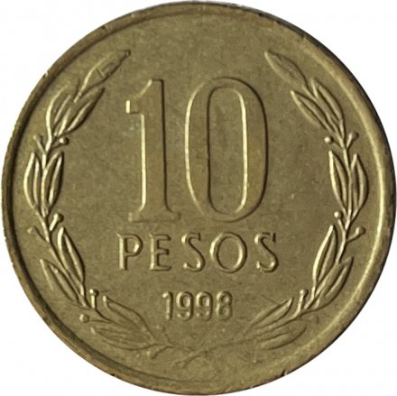 Чили 10 песо 1998 год