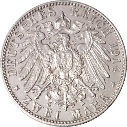 Саксония 2 марки 1914 год