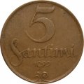 Латвия 5 сантимов 1922 год