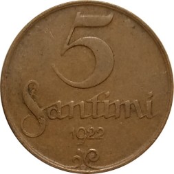 Латвия 5 сантимов 1922 год