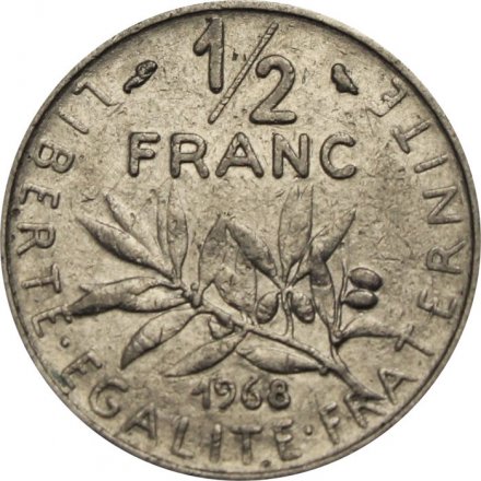 Франция 1/2 франка 1968 год