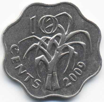 Свазиленд 10 центов 2009 год - Король Мсвати III