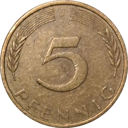 ФРГ 5 пфеннигов 1971 год - J