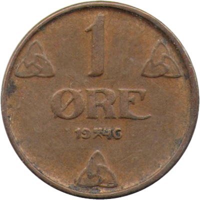 Норвегия 1 эре 1946 год