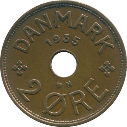 Дания 2 эре 1935 год - Король Кристиан X