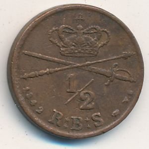 Дания 1/2 ригсбанкскиллинга 1842 год