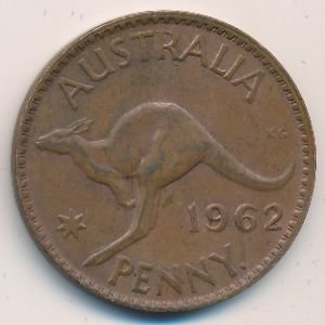 Австралия 1 пенни 1962 год - Кенгуру