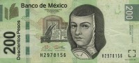 Мексика 200 песо 2013 год - Хуана Инес де ла Крус (XF)