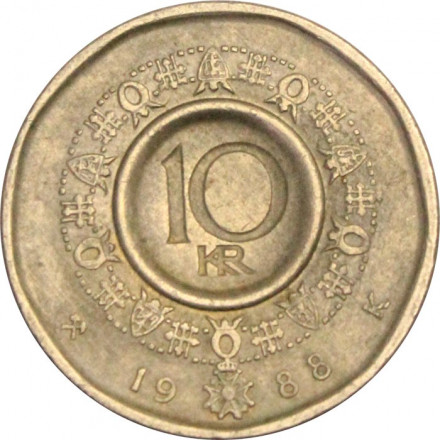 Норвегия 10 крон 1988 год