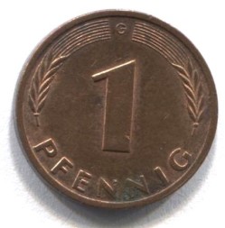 Монета Германия (ФРГ) 1 пфенниг 1979 год (G)