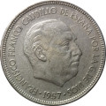 Испания 5 песет 1957 год - Франсиско Франко (61 внутри звезды)