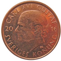 Монета Швеция 2 кроны 2016 год - Король Карл XVI Густав