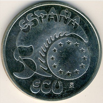 Испания 5 экю 1989 год