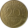 Франция 20 сантимов 1991 год - Марианна