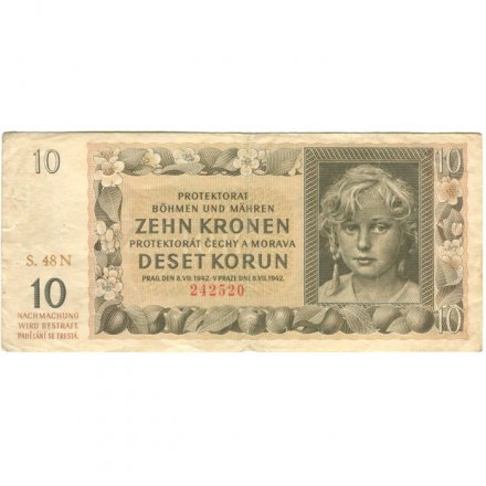 Богемия и Моравия 10 крон 1942 год (немецкая оккупация) - VF