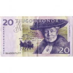 Швеция 20 крон 2008 год - Сельма Лагерлеф. Путешествие Нильса с дикими гусями - VF+