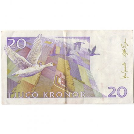 Швеция 20 крон 2008 год - Сельма Лагерлеф. Путешествие Нильса с дикими гусями - VF+