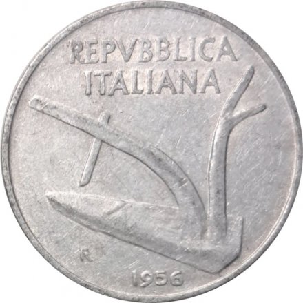 Италия 10 лир 1956 год Колосья