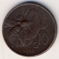 Италия 10 чентезимо 1934 год