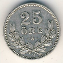 Швеция 25 эре 1910 год