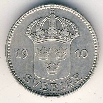 Швеция 25 эре 1910 год