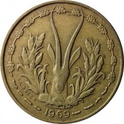 Западная Африка 5 франков 1969 год