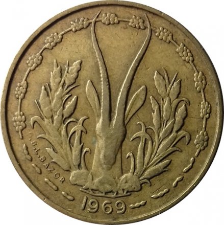 Западная Африка 5 франков 1969 год